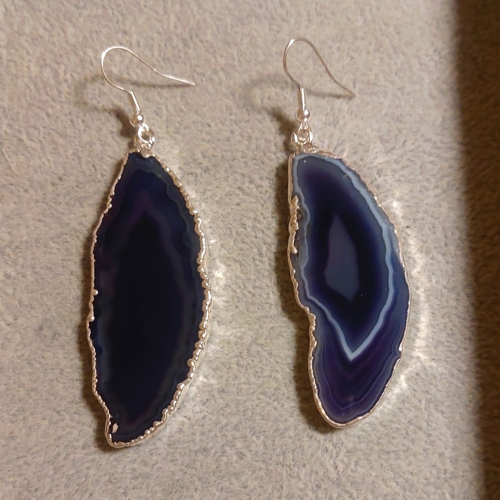 Blue Agate Statement Earrings 💙